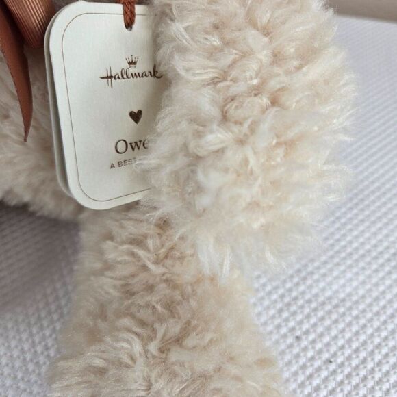 Hallmark Owen Plush Teddy Bear Brown Bow 10" Cream Soft Fur Stuffed Animal - Picture 3 of 6